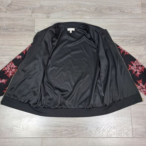 Faith and Joy Black & Pink Floral Print Bomber Jacket XS - Picture 12 of 16